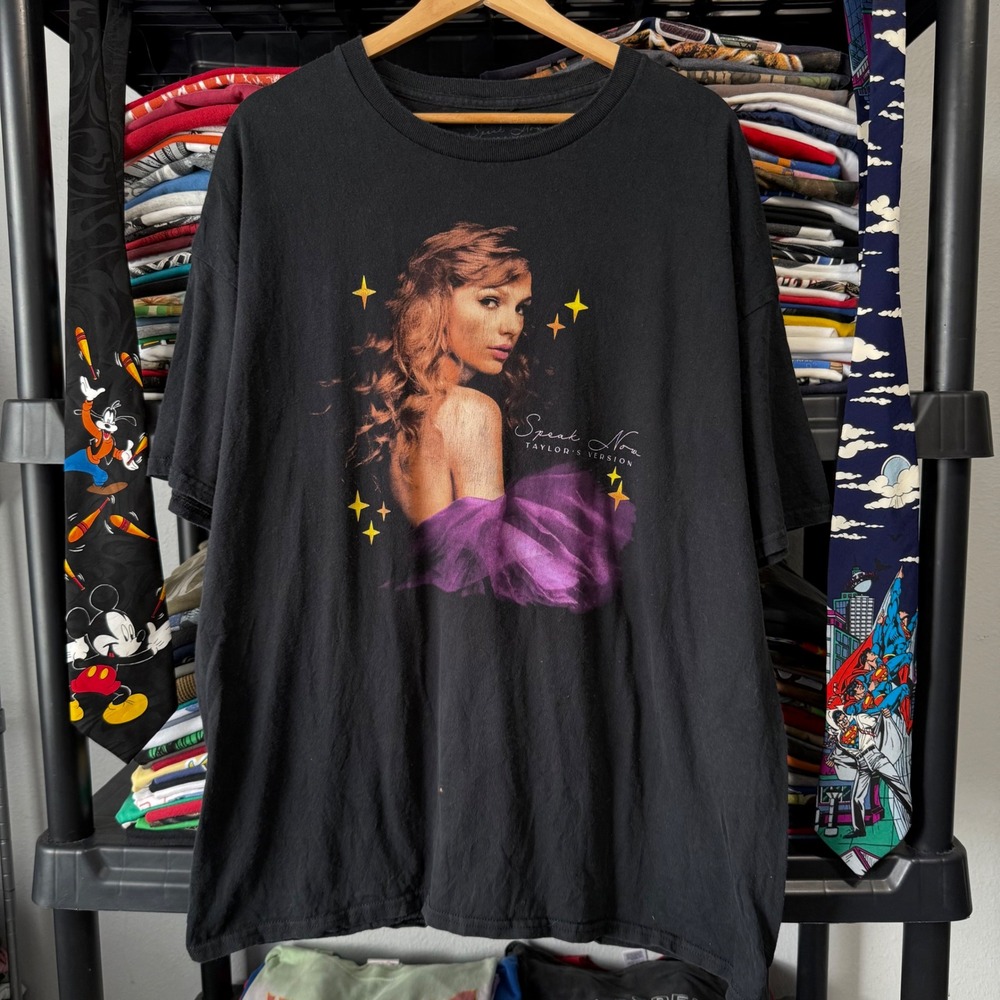 Modern Black Taylor Swift Speak Now TV Graphic T-Shirt XXL Light Marks